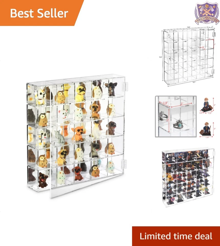 Mountable 25 Compartments Display Shelves for Collectibles With Mirrored Back