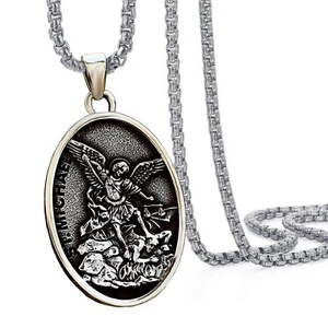 Saint Michael Pendant Necklace Archangel Catholic Medal Amulet Protection - Picture 1 of 7
