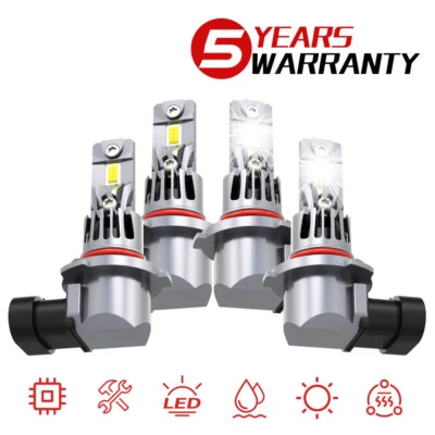 4x 9006+9005 Combo Kit de Faros LED Bombillas Lámpara de haz alto bajo 6000K Super Blanco Foto 1 de 4