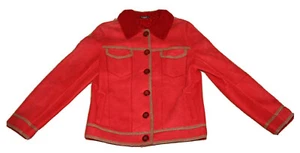 Feraud Paris red lamb suede shearling jacket womens Size Medium Made in Canada - Picture 1 of 7