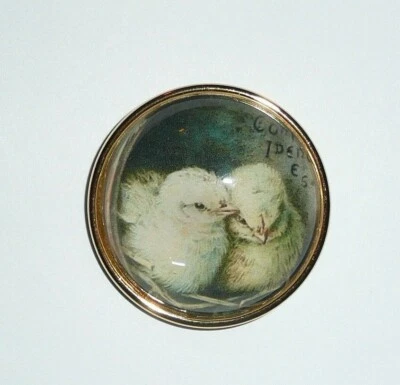 Lindas chicas jugando abovedado espejo vástago botón color dorado bisel 1-1/2" Foto 1 de 4