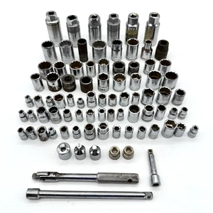 Huge Random Lot Of 80+ Sockets Some Vtg Different Sizes USA Japan Taiwan Wrench - Picture 1 of 24