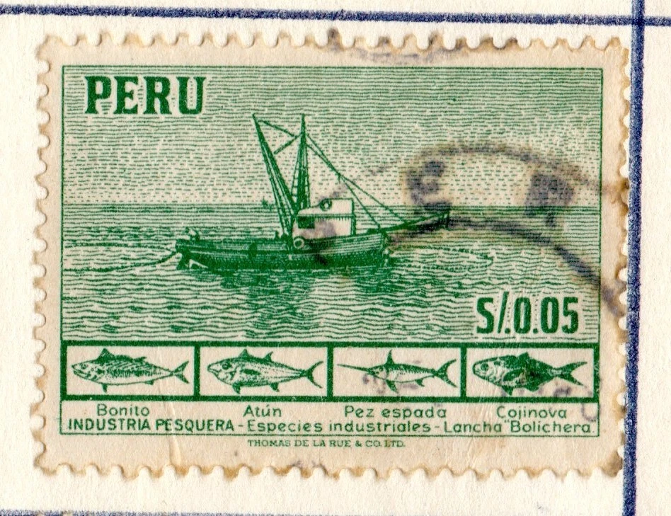 Perú 1952, Fishing Industry, various specimens, green, 5 cents, accept offers - Image 1 of 1