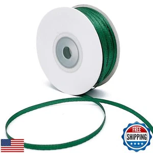 Capesaro Green Ribbon - 1/8 inch x 100 Yards Double Face Solid Color Satin Ri - Picture 1 of 4