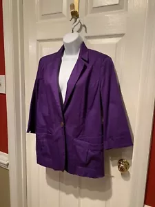 NEW Coldwater Creek Mini Pique Jacket Size 10 Cotton Purple - Bild 1 von 17