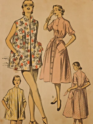 1950s Miss Advance 5792 Pattern Beach Coat & Tent Full Dress Sz: 12 B30 COMPLETE - Image 1 of 4