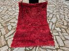 Turkish Mohair Red Scandinavi Tul Rug,Vintage Anatolia Plush Swedish Shaggy Rug