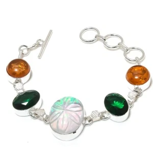 Triplet Opal Gemstone Handmade 925 Sterling Silver Jewelry Bracelet Size 7-8" - Picture 1 of 1