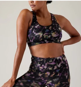 ATHLETA Top Sports BRA Best For D DD Cups US Small Petite Black Lyra Garden L7 - Picture 1 of 5