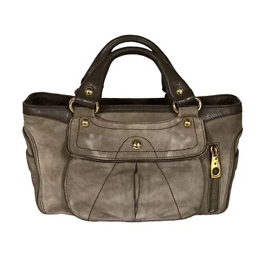 DARK ESPRESSO BROWN LEATHER CELINE "BOOGIE" CONTRAST STITCH SATCHEL BAG - Image 1 of 4