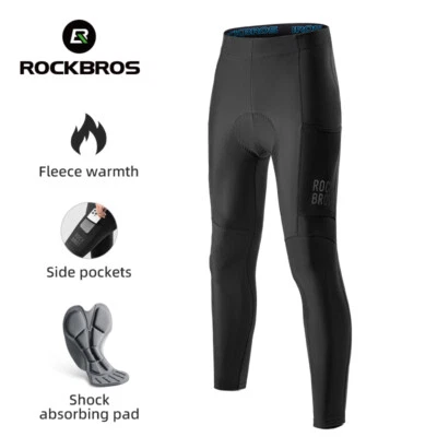 ROCKBROS Men's Cycling Trouser Compression Fleece Thermal Cycling Tight Padded - Image 1 of 4