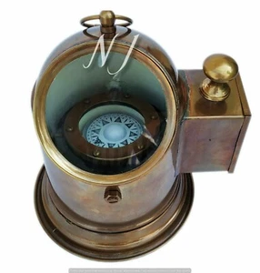 Nautischer Schiffskompass aus Messing, antiker Gimbal-Marine-Binnacle-Bootskompa - Bild 1 von 5