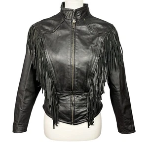 Vintage Wilsons Leather Jacket Womens XS Motorcycle Fringe Western Biker Y2K - Picture 1 of 19