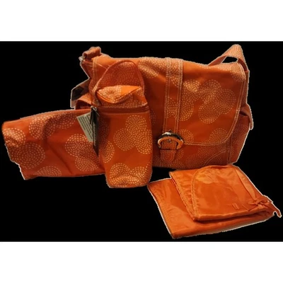Kalencom Orange Dot Swirl Buckle Diaper Bag Tote + Bottle + Vanity + Mat NWT - Image 1 of 4