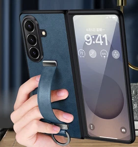 Finger Hand Grip Band Belt Strap PU Leather Case For Samsung Z Fold 7 6 5 4 3 2 - Picture 1 of 17