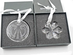 2 X NUEVO DISCO DE CRISTAL ROYAL DOULTON DECORACIÓN NAVIDAD ADORNO COLGANTE - Imagen 1 de 6