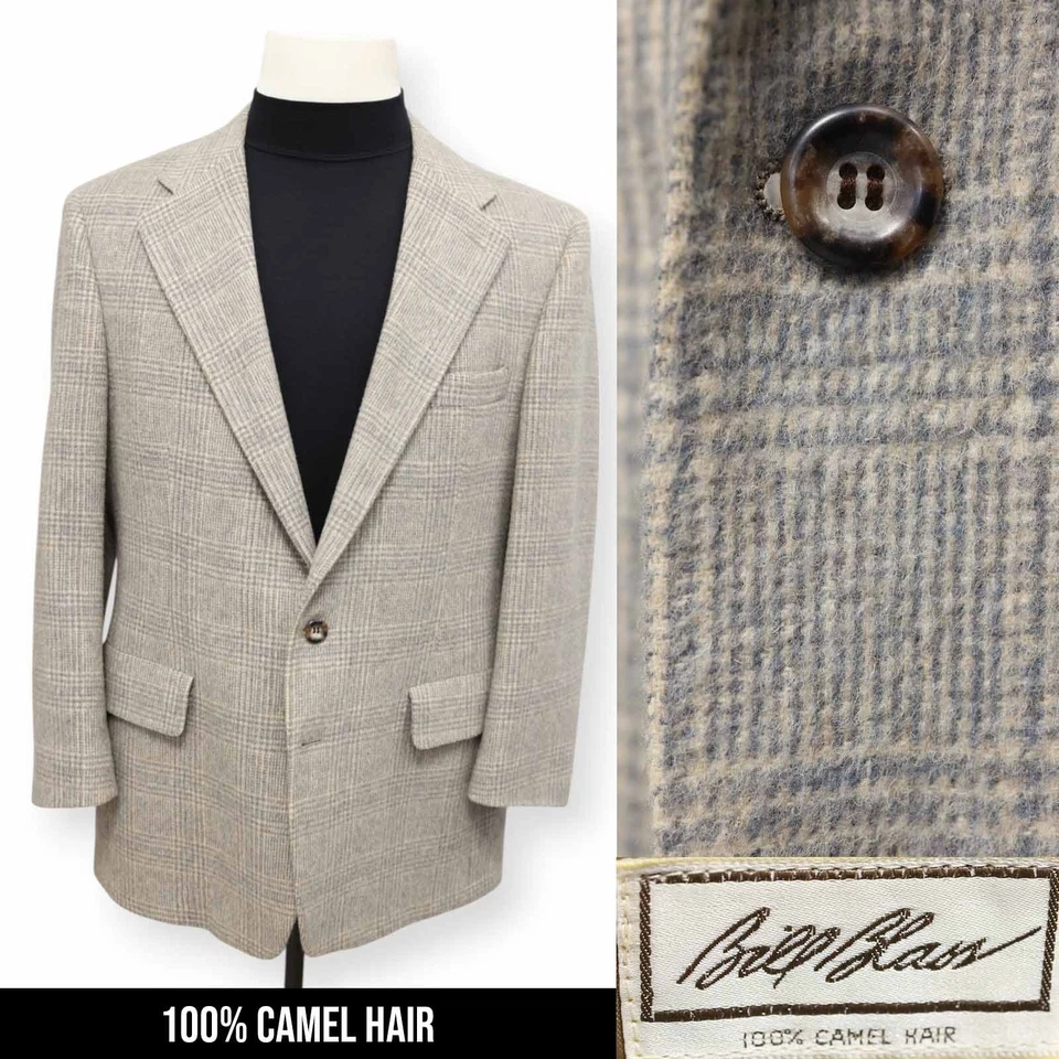 BILL BLASS DE COLECCIÓN Hombre Gris Claro Beige 100% CAMEL Abrigo Deportivo Chaqueta Blazer 42 S Foto 1 de 4