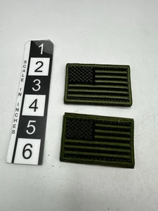 2x Olive Drab US Flag - 2x3 Patch Left Forward facing - Picture 1 of 4