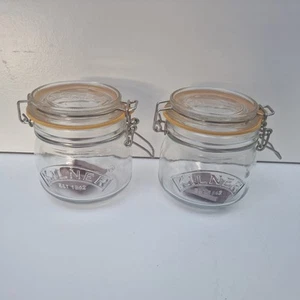 x2 Kilner Round Clip Top Jars 0.5 Litre / 500ml Airtight Glass Storage Jar - Picture 1 of 4