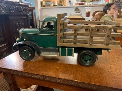 VINTAGE Style 15” Metal & Wood Sided Truck Bed DUALLY TRUCK 1940S? Decorative - Image 1 of 4