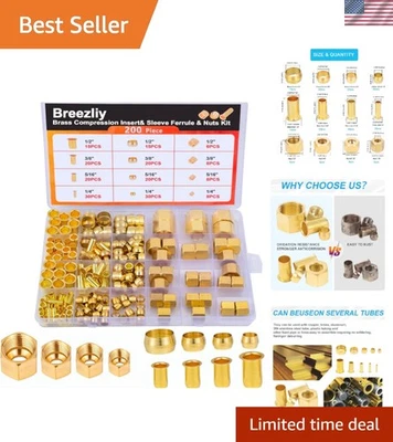 Duradero 200 PIEZAS Virola de latón e insertos de compresión - Cuatro tamaños incluidos Foto 1 de 4