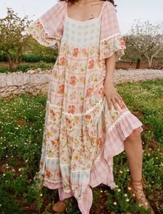 Spell And The Gypsy Floral Gingham Maxi Dress Medium NWT - Picture 1 of 17