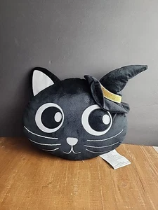 Way To Celebrate Halloween Pillow Plush Black Cat Velvety Soft in Witch Hat 13" - Picture 1 of 10