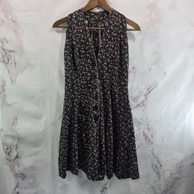 Mameluco Vintage Mujer Mediano Negro Años 90 Y2K Ditzy Floral Pana Mono Pantalones Cortos  Foto 1 de 4