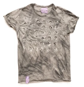 Vintage distressed custom handmade t-shirt with Provocative holes. Hand-painted - Picture 1 of 2