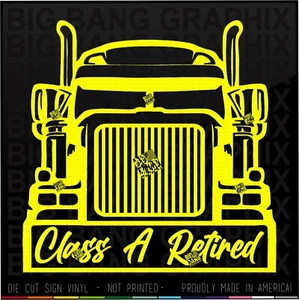 Retired Trucker Vinyl Decal Sticker REAL Old School Truck Driver Big Rig Semi OG - Picture 1 of 4