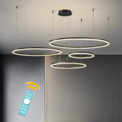 LED Dimmable Chandelier Lighting Kitchen Black Pendant Light Hotel Ceiling Lamp - Image 1 of 4