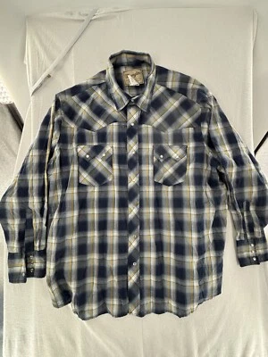 Wrangler Sawtooth Pearl Snap Shirt 2XL Big Long Sleeve Western Plaid Mens - Image 1 of 4