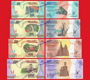 MADAGASCAR SET 100 200 500 & 1000 Ariary 2017 Pick 97/100 SC / UNC - Bild 1 von 5