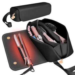 Hair Tools Travel Bag and Heat Resistant Mat for Hot Tools, Leather Curling Iron - Picture 1 of 12