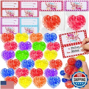 28 Pack Valentines Day Gifts for Kids- Prefilled Heart Fidget Stress Ball wit - Picture 1 of 5
