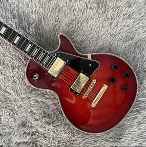 Custom LP Electric Guitar Cherry Red Bone Nut Flamed Maple Top Fast Delivery - Picture 1 of 9