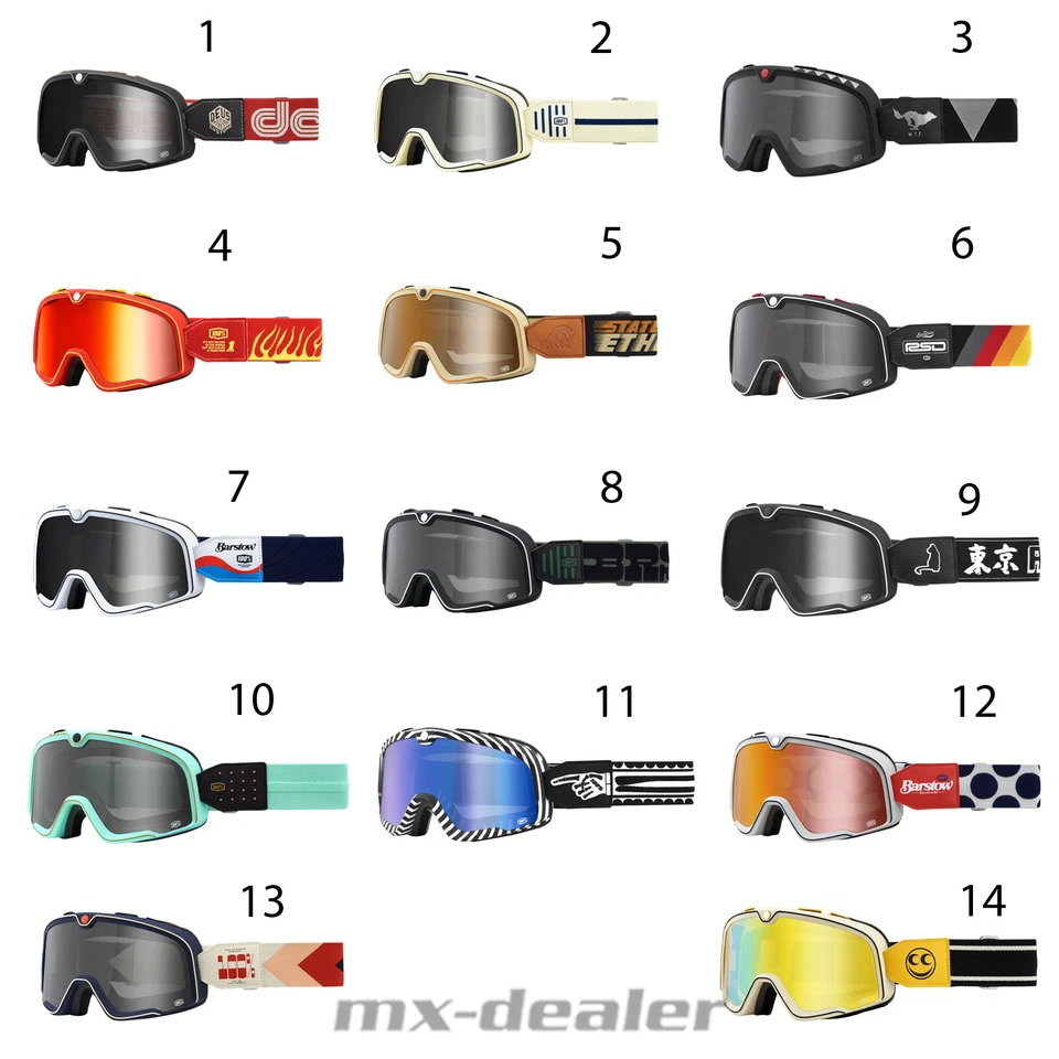 100 % Prozent Barstow Crossrille MX Caferacer Scrambler Classic Cross Brille