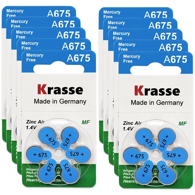 Krasse Size 675 Zinc Air 1.45V German Hearing Aid Batteries (60 Pack) -EXP 05/25 - Image 1 of 2