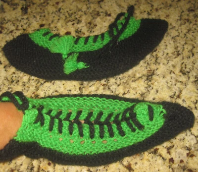 Calcetines pantuflas vintage tejidos a mano con borla talla única Foto 1 de 2