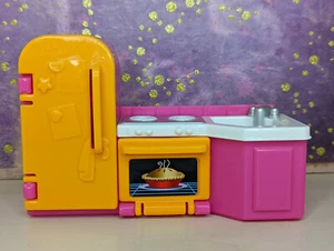 Fisher Price My First Dollhouse Fridge Stove Sink Kitchen 2010 Pink orange - Picture 1 of 8