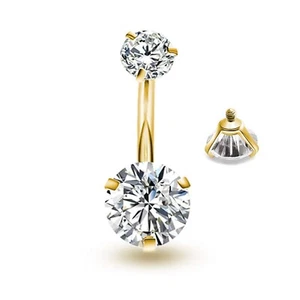Gnoliew Belly Button Rings Round Cubic Zirconia Navel Barbell Stud Body Pierc... - Picture 1 of 5