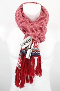 Superdry Nordic Long Bufanda Hombre Talla Única Lana Mezcla Angora Patrón Vellón - Imagen 1 de 8