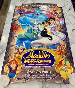 Vintage Walt Disney Aladdin Promo Video Poster Original Store Display - Picture 1 of 5