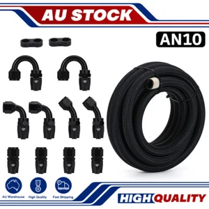 AN10 10AN Nylon Braided PTFE Fuel Line 5M with 10pcs Fitting Swivel Hose End Kit - Picture 1 of 13