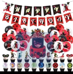miraculous Balloons Happy birthday KIDS banner party set decor cake topper AU - Picture 1 of 5