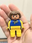 Lego Duplo BLACK HAIR MOM MOTHER WOMAN LADY Blue Blouse Yellow Pants Scarf