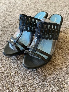 Jambu Luxe Metro Design Heeled Sandal Shoe Black Leather US 10 Med SN #wj10lux01 - Picture 1 of 12