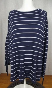 NWT C&C California Womens X-LARGE Blue White Striped Long Sleeve Sweater Top XL - Picture 1 of 8