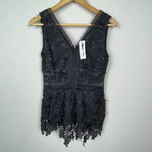 Top túnica de encaje negro Francesca’s talla M caprichoso gótico nuevo con etiquetas festival romántico - Imagen 1 de 8