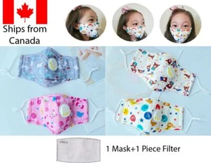 Kids face mask with filter cotton face covering 4-12 yrs children Pink Blue Cute - Picture 1 of 22